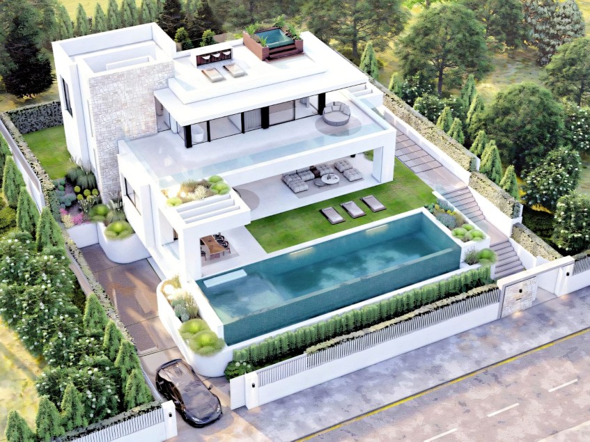 Newly built beachside villa in Marbesa, Marbella on the Costa del Sol with modern design and swimming pool