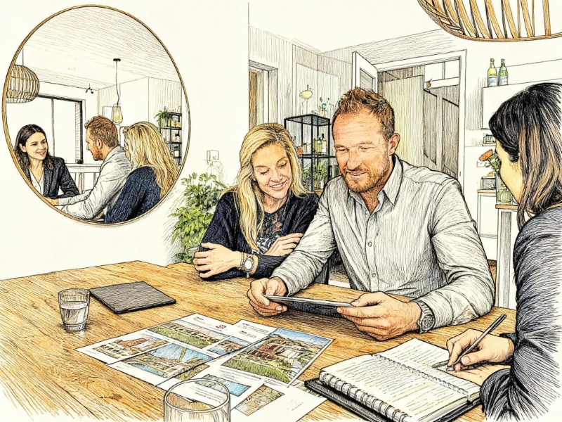Homefinders working with the agent to help them buy the best Costa del Sol property to suit their needs