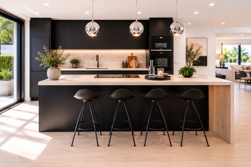A modern, up-to-date, open-concept kitchen of the type today's buyers are choosing in Marbella and the Costa del Sol