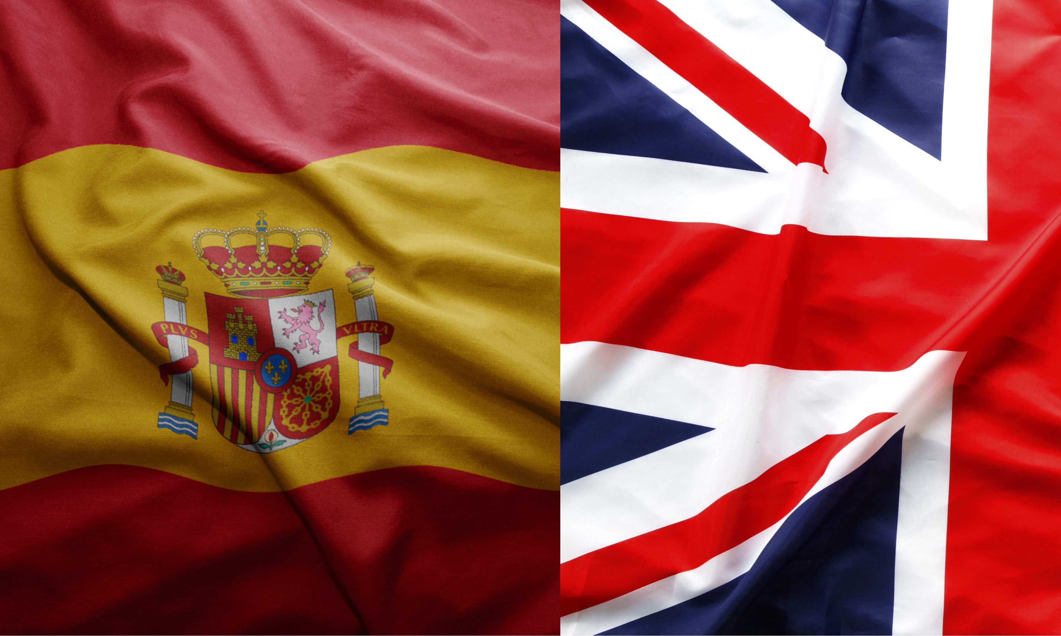 Spanish flag and Union jack Spanish flag and Union jack