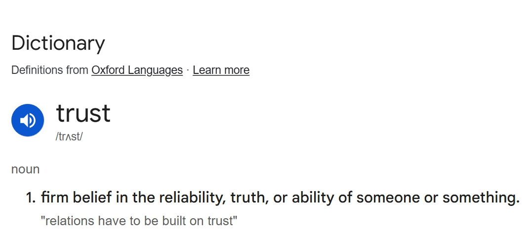 Trust and relationships Definition of Trust