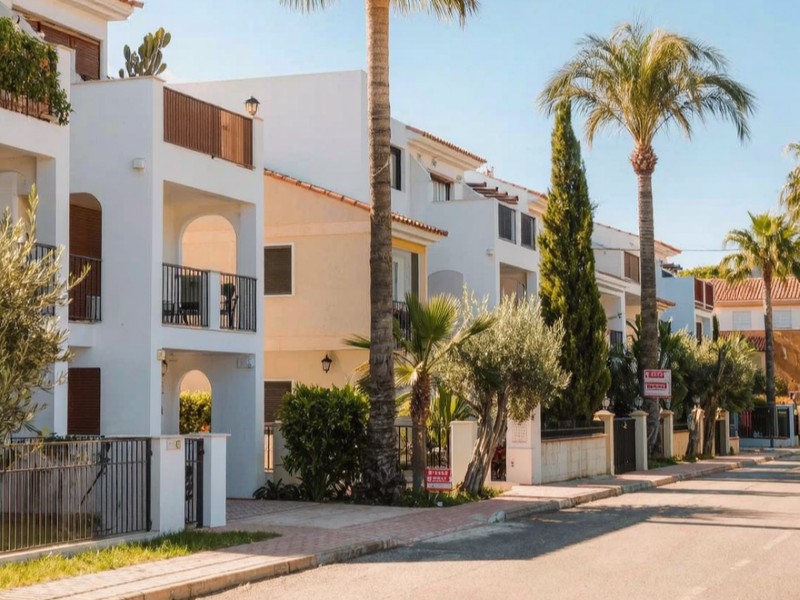 Marbella residential street with properties for sale Marbella residential street with properties for sale on the Costa del Sol