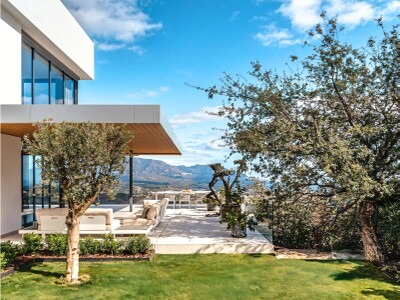 Newly built luxury family villa with sea views for sale in La Mairena above the Marbella coastline on the Costa del Sol