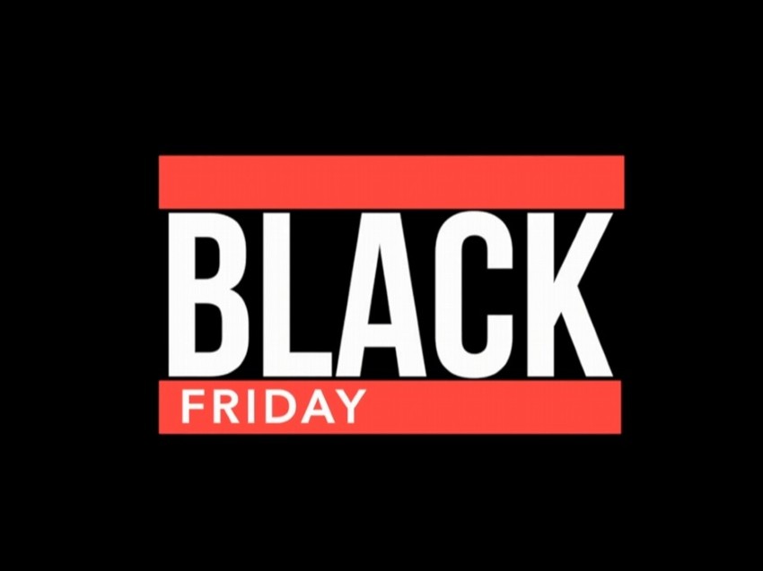 Säsongen av oändliga erbjudanden och en påminnelse om att verkligt värde aldrig går ur tiden Black Friday titelgrafik med svart bakgrund och röd bandaccent
